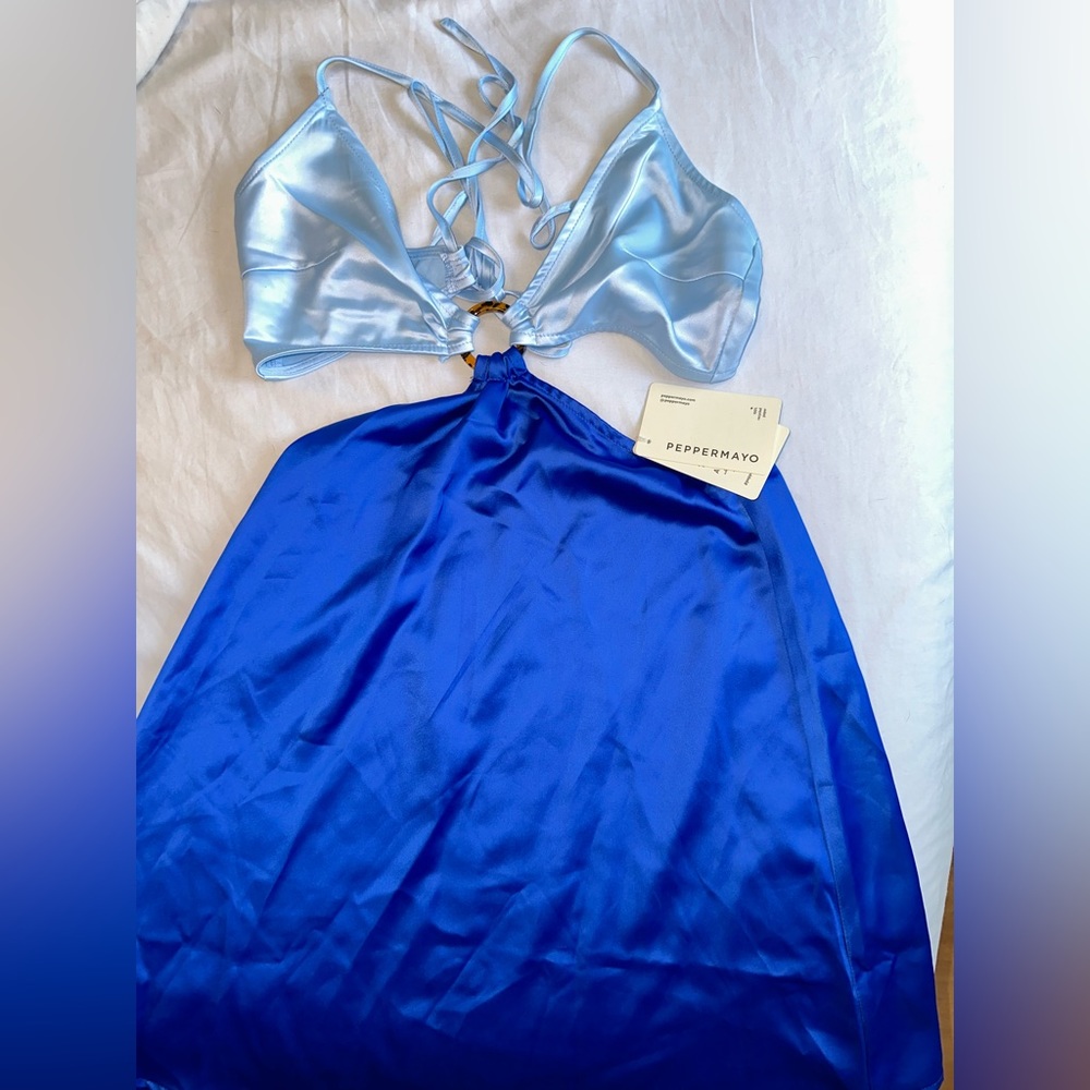 Light blue and dark blue mini dress